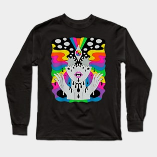 Colorful Psychedelic Girl Trippy Abstract Third Eye Vision Long Sleeve T-Shirt